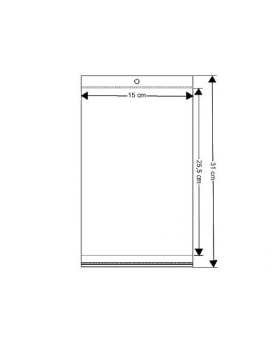 PP ragasztócsíkos celofán tasak jellegű BOPP tasak akasztóval 15x25,5 cm | Mimib