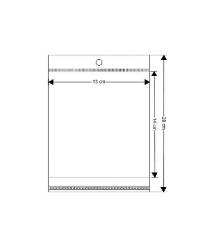 PP ragasztócsíkos celofán tasak jellegű BOPP tasak akasztóval 13x14 cm | Mimib