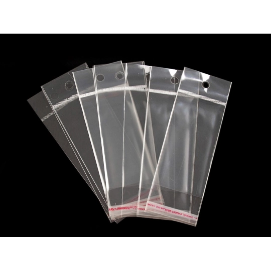 PP ragasztócsíkos celofán tasak jellegű BOPP tasak akasztóval 5x9 cm - 100 db. | Mimib