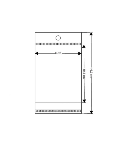 PP ragasztócsíkos celofán tasak jellegű BOPP tasak akasztóval 6x10,5 cm - 100 db. | Mimib