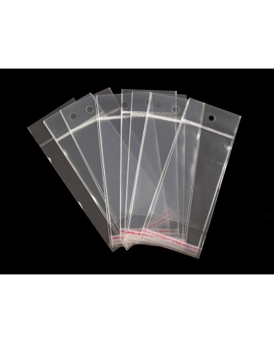 PP ragasztócsíkos celofán tasak jellegű BOPP tasak akasztóval 6x10,5 cm - 100 db. | Mimib