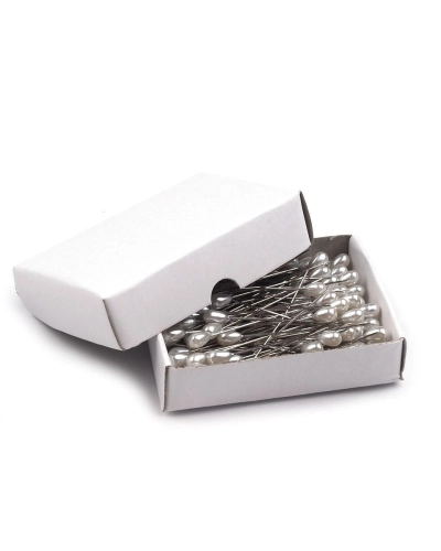 Gombostű csepp alakú gyöngyház fejű 55 mm - 1 box | Mimib