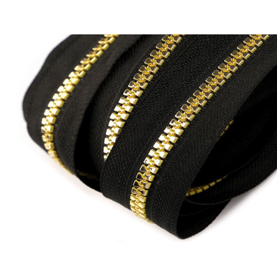 Zips kostený No 5 metráž zlato a striebro - 1 m | Mimib