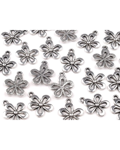 Kovový prívesok / ťaháčik na zips kvet 15x18 mm - 10 ks | Mimib