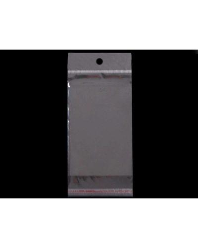 PP ragasztócsíkos celofán tasak jellegű BOPP tasak akasztóval 10x22 cm - 100 db. | Mimib