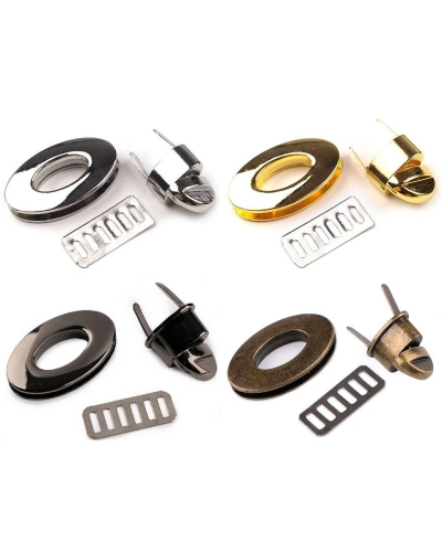 Fém táska zár 23x37 mm forgó kapocs - 1 set | Mimib