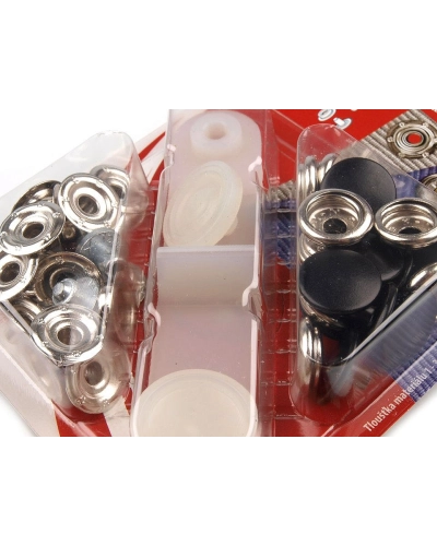 Beüthető automata fém patent Ø15 mm erős anyagokra, színes lakk - 1 card | Mimib