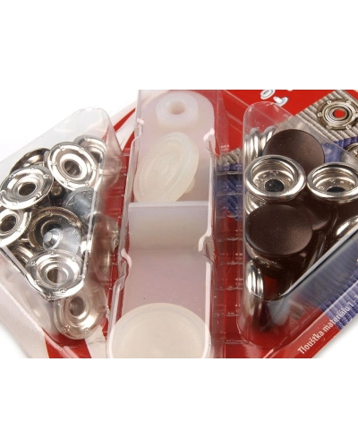 Beüthető automata fém patent Ø15 mm erős anyagokra, színes lakk - 1 card | Mimib