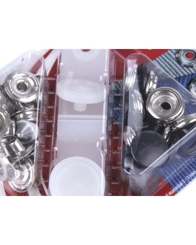 Beüthető automata fém patent Ø15 mm erős anyagokra, színes lakk - 1 card | Mimib