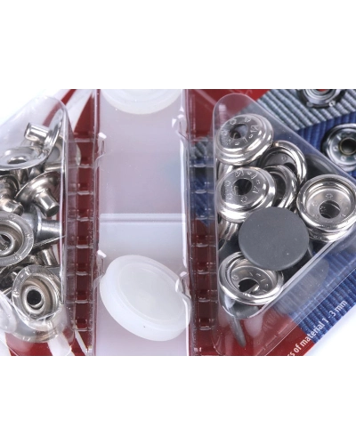 Beüthető automata fém patent Ø15 mm erős anyagokra, színes lakk - 1 card | Mimib