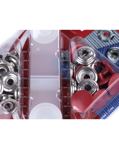 Beüthető automata fém patent Ø15 mm erős anyagokra, színes lakk - 1 card | Mimib