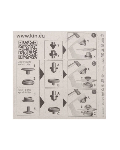 Beüthető automata fém patent Ø15 mm erős anyagokra, színes lakk - 1 card | Mimib