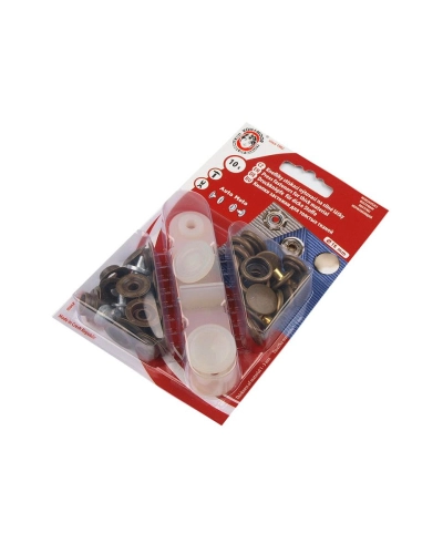 Rugós patent-Dzseki patent Ø15 mm erős anyagokra, antik réz - 1 card | Mimib