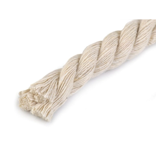 Bavlnená šnúra krútená Ø12 mm, návin 10 m, macrame - 10 m | Mimib