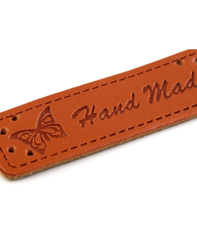 Varrható műbőr címke / dísz / Handmade 15x50 mm dísz - 5 db. | Mimib