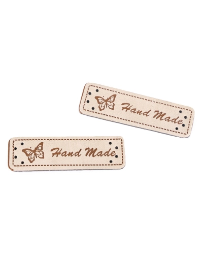 Varrható műbőr címke / dísz / Handmade 15x50 mm dísz - 5 db. | Mimib