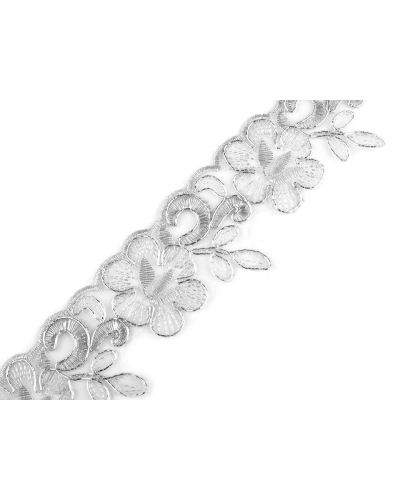 Hímzett paszomány monofilon szélessége 58 mm lurexszel - 1 m | Mimib