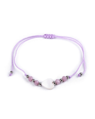 Náramok shamballa perleťové srdce - 1 ks | Mimib