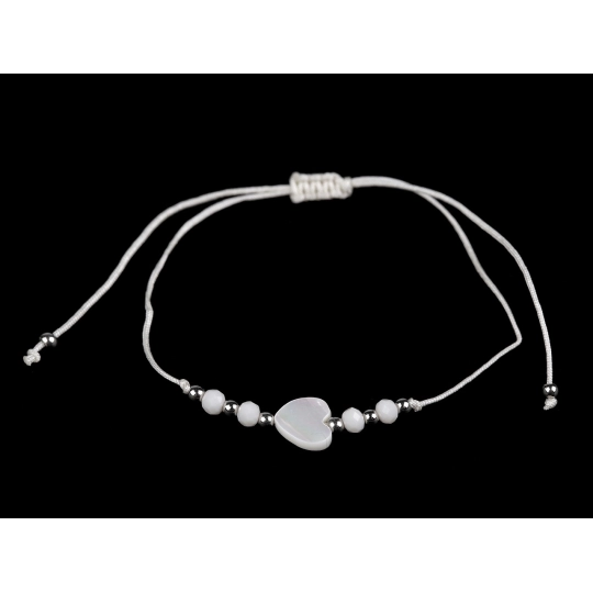 Náramok shamballa perleťové srdce - 1 ks | Mimib
