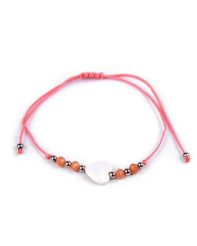 Náramok shamballa perleťové srdce - 1 ks | Mimib