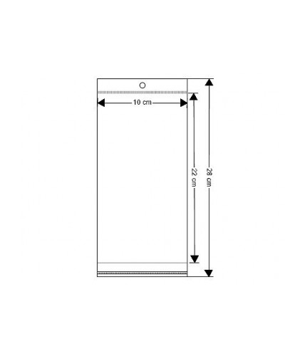 PP ragasztócsíkos celofán tasak jellegű BOPP tasak akasztóval 10x22 cm | Mimib