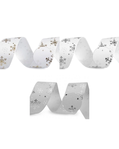 Rypsová stuha vločky šírka 25 mm vianočná - 3 m | Mimib