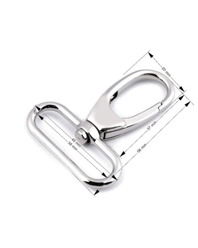 Fém forgós karabiner 38 mm-es befűző - 1 db. | Mimib