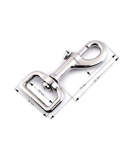 Nagy fém forgós karabiner 38 mm-es befűző - 1 db. | Mimib