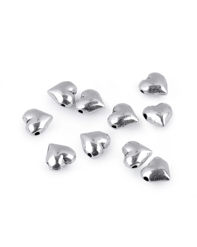 Fém gyöngy szív 8x8 mm - 10 db. | Mimib