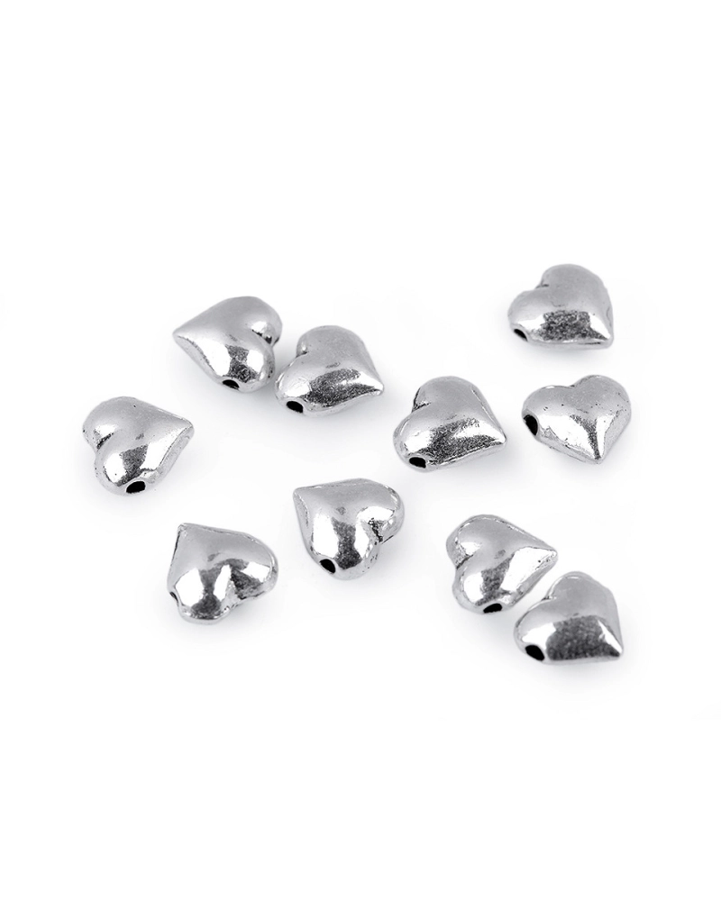 Fém gyöngy szív 8x8 mm - 10 db. | Mimib