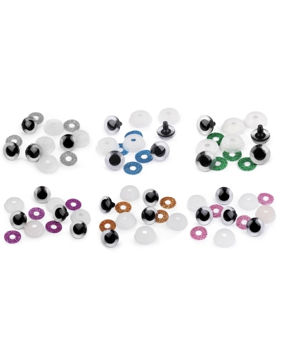 Oči glitrové s poistkou Ø20 mm - 4 sada | Mimib