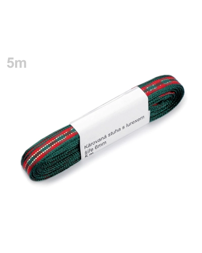 Kockás szalag lurexel szélessége 6 mm - 5 m | Mimib