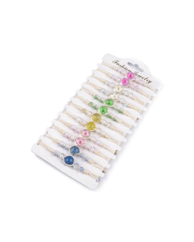 Náramok shamballa s korálkami a kvetom - 1 ks
