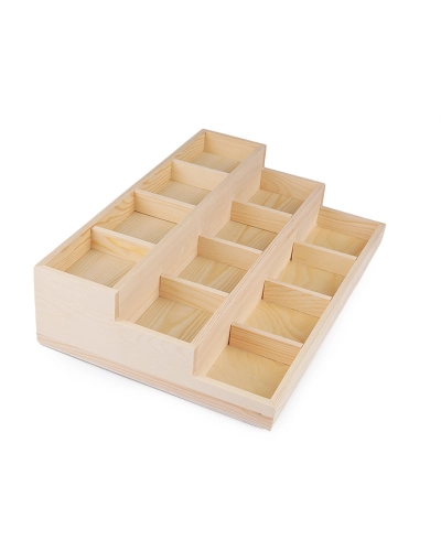Fa 3 emeletes osztott tároló doboz 24x35,5 cm - 1 db. | Mimib