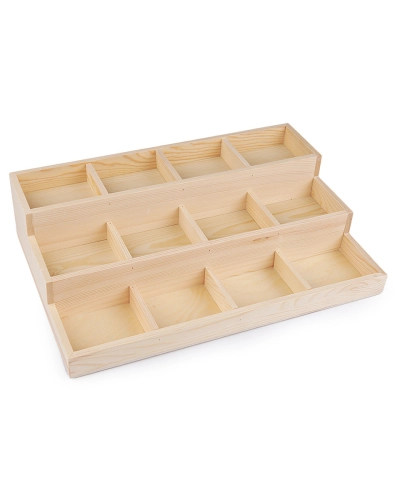 Fa 3 emeletes osztott tároló doboz 24x35,5 cm - 1 db. | Mimib