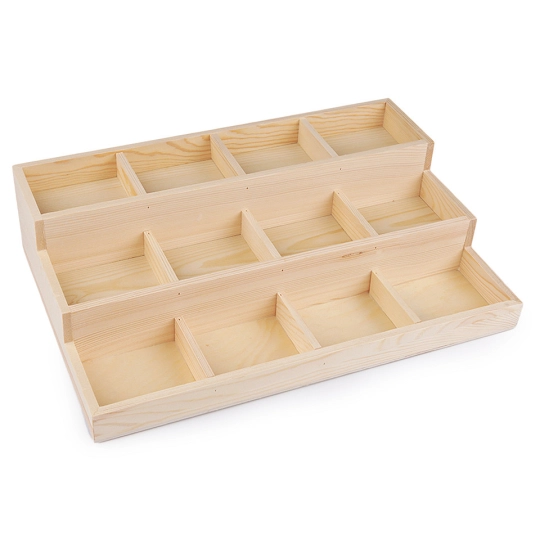 Fa 3 emeletes osztott tároló doboz 24x35,5 cm - 1 db. | Mimib