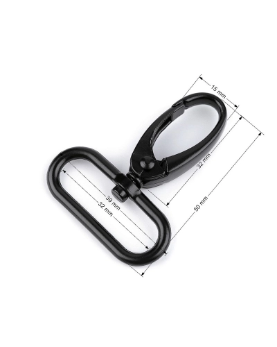 Fém forgós karabiner szélesség 32 mm-es befűző - 1 db.