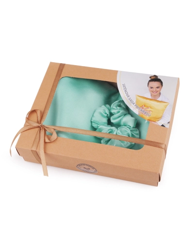 Szatén Beauty alvó készlet, huzat és scrunchie gumi - 1 db. | Mimib