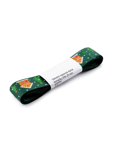 Karácsonyi ripsz szalag házikók szélessége 25 mm grosgrain - 3 m | Mimib