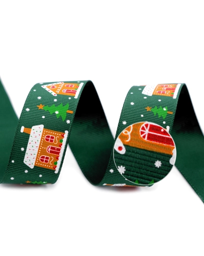 Karácsonyi ripsz szalag házikók szélessége 25 mm grosgrain - 3 m | Mimib