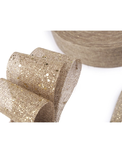 Karácsonyi szalag juta másolat glitteres széles 60 mm - 1 m | Mimib