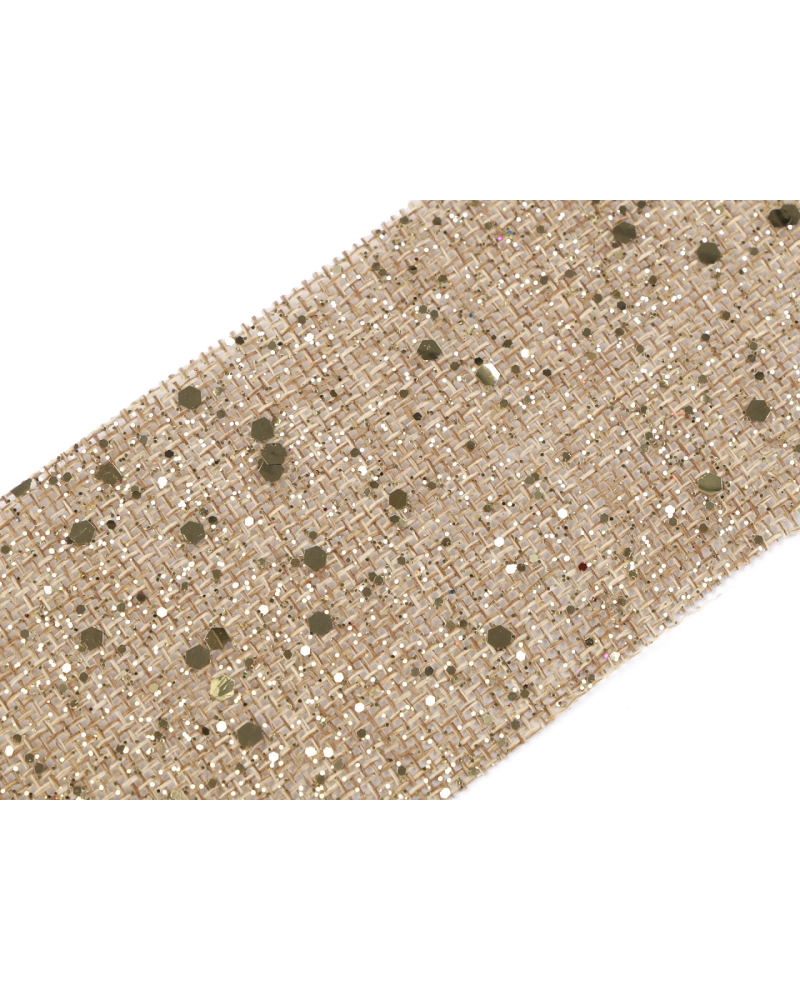 Karácsonyi szalag juta másolat glitteres széles 60 mm - 1 m | Mimib