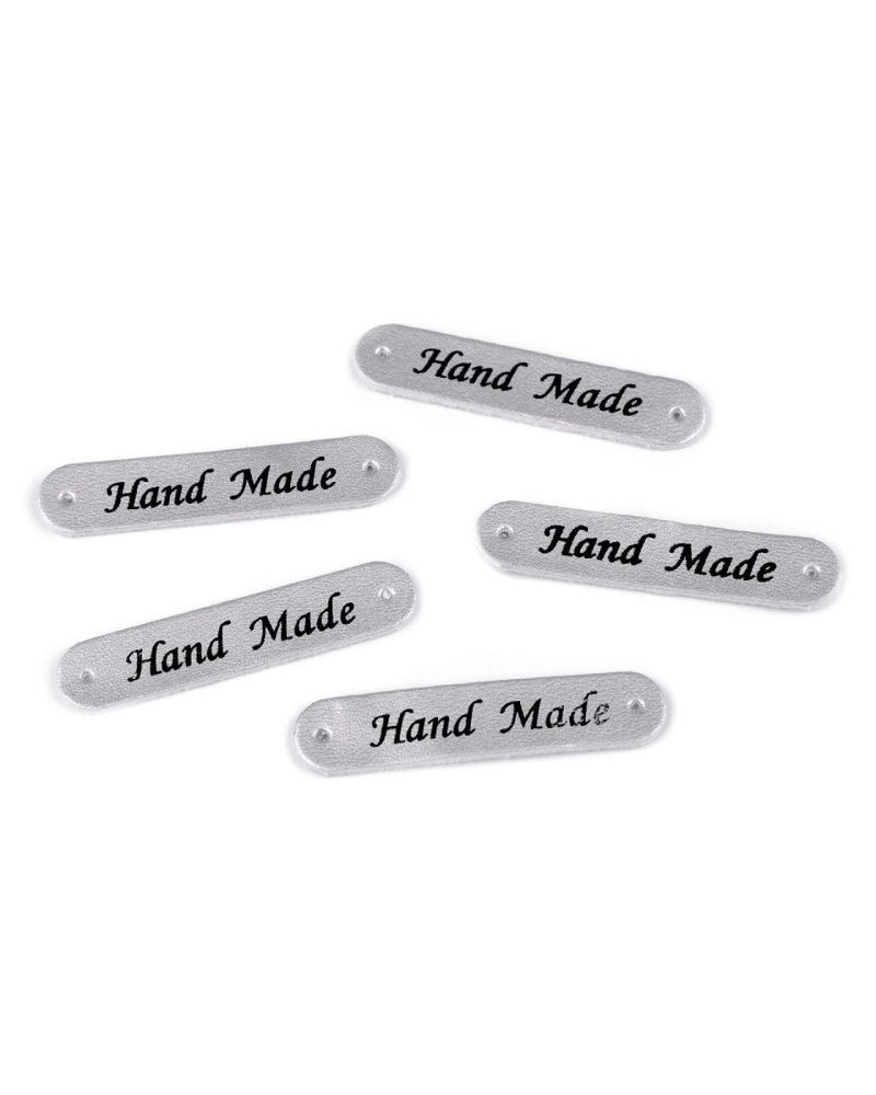 Nášivka / štítok z eko kože Hand Made 10x48 mm - 5 ks | Mimib