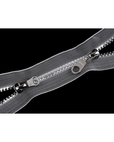 Zips kostený No 5 deliteľný 2 jazdce / dvojcestný 60 cm transparentný - 1 ks