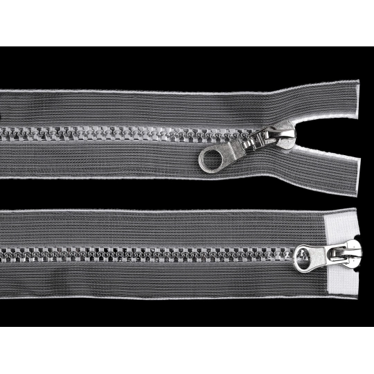 Zips kostený No 5 deliteľný 2 jazdce / dvojcestný 60 cm transparentný - 1 ks | Mimib