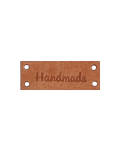 Bőr dísz címke / Handmade, With love 16x44 mm - 1 db. | Mimib
