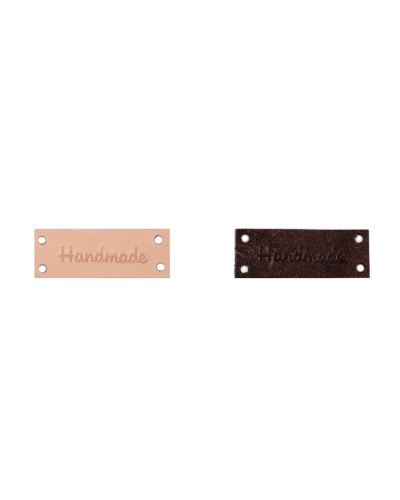 Bőr dísz címke / Handmade, With love 16x44 mm - 1 db. | Mimib
