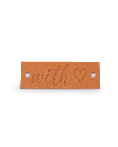 Bőr dísz címke / Handmade, With love 16x44 mm - 1 db. | Mimib