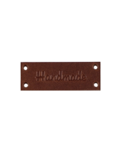 Bőr dísz címke / Handmade, With love 16x44 mm - 1 db. | Mimib