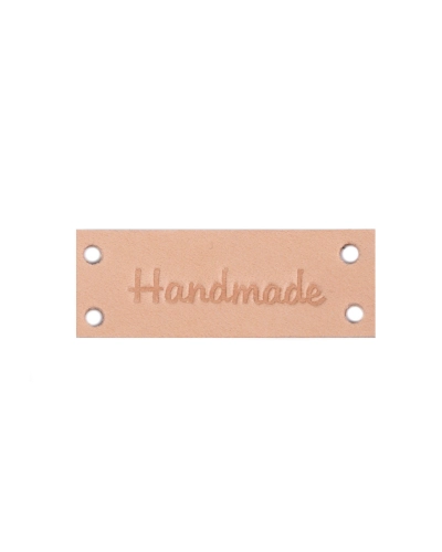 Bőr dísz címke / Handmade, With love 16x44 mm - 1 db. | Mimib